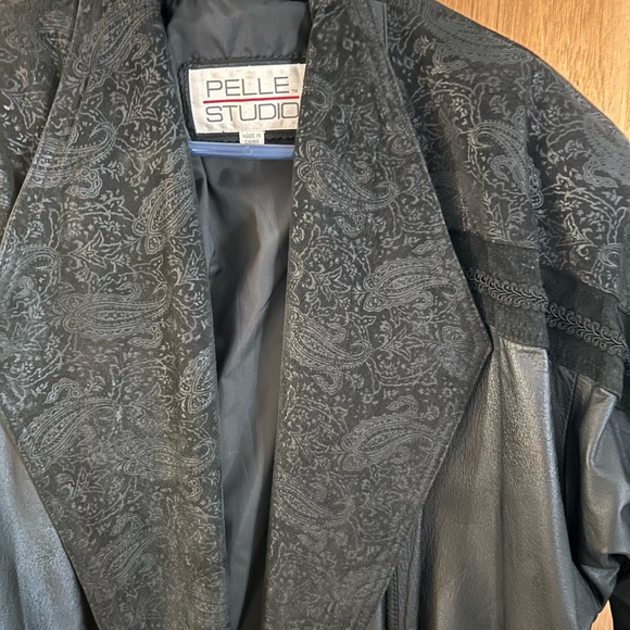 Pelle Studio Leather Trench Coat Womens  Size M Long Lined Soft Heavy  Black Y2K - Picture 2 of 5